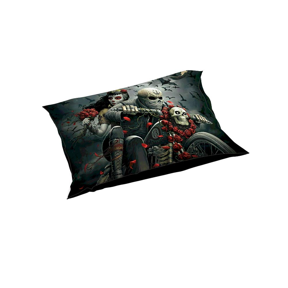 Komplet pościeli z motywem czaszki i róże, poszewka na kołdrę 135 x 200 cm, Halloween, gotycka czaszka, hipoalergiczna poszewka na kołdrę z mikrofibry i 2 poszewki na poduszkę 80 x 80 cm (Halloween, 220 x 240 cm + 80 x 80 cm)