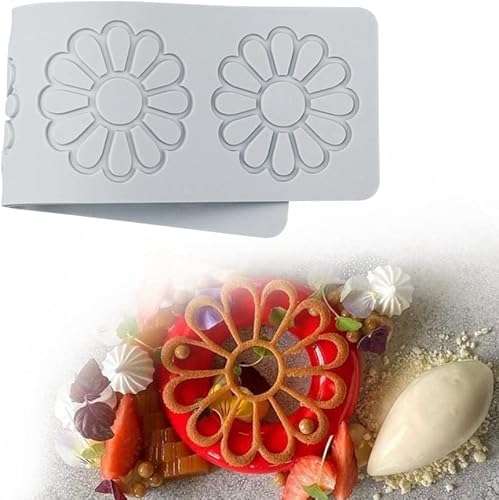 Moldes de fondant de encaje en relieve, múltiples círculos de flores de encaje, herramienta de decoración de pasteles, moldes de silicona con forma