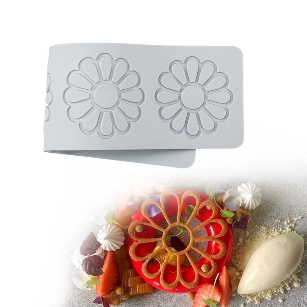 Embossing Lace Fondant Moulds, Multi Circle Flowers Lace Mat Cake Decoration Tool, Flower Shaped Cupcake Mat Silicone Molds (B_11*2.96*0.12inch)