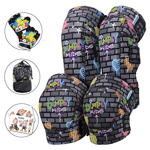 Knee Pads for Kids Knee and Elbow Pads Set I Toddler Knee Pads and Elbow Pads for Kids Age 2 3 4 5 Toddlers Protective Gear Set I Roller-Skating, Skateboard Knee Pads for Children Boy Girl