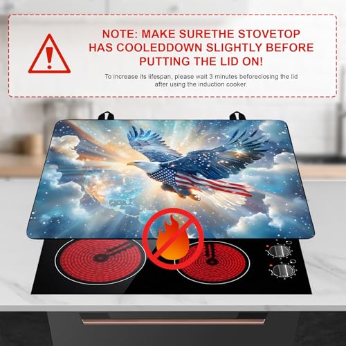 Image of Patriotic Stove Top Cover,Stove Protector Mat, 4th of July American Flag Kitchen Decor, Heat Resistant for Electric Stove,28 x 20 Inch