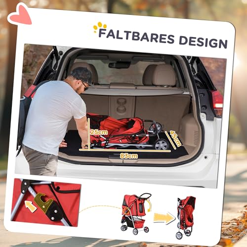 PawHut Hundewagen Hundebuggy Buggy Hunde Katzen Pet Stroller Hunde Buggy Rot