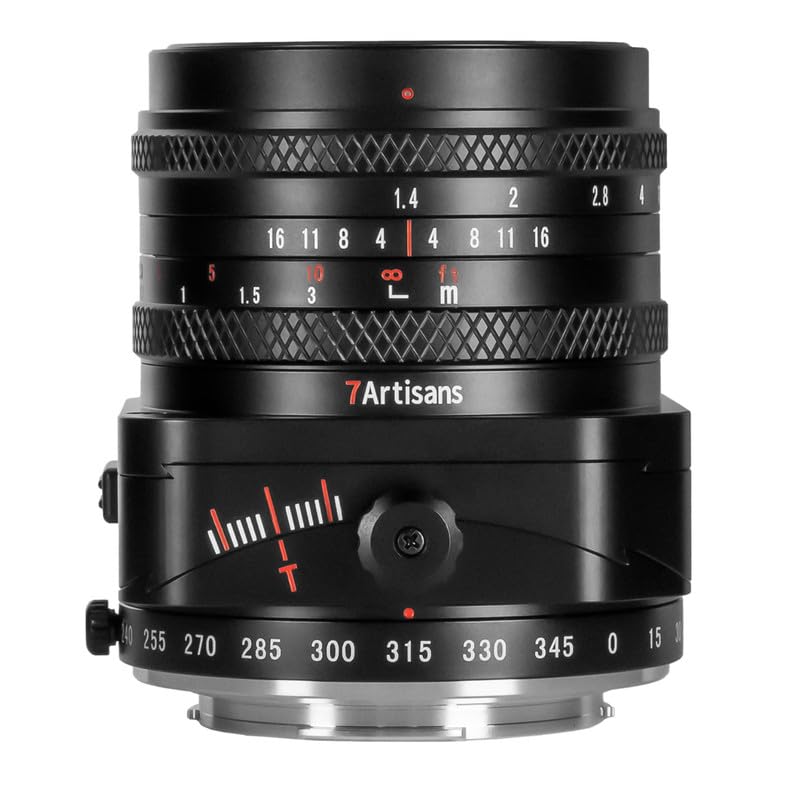 7artisans Objetivo de cámara completa F1.4 Tilt Lens MF de 50 mm para fotografía de estudio para cámaras EOS RF APS-C: R7, R10, formato completo EOS R, RP, R5.R5C, R6, R6ii.