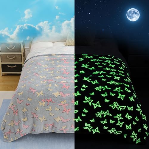 Image of Story@Home Glow in the Dark Blankets for Kids | Kids Cooling Quilt | Kids Blanket 0-15 Years (200x150 cm) Soft Fleece Blanket |Cozy All-Season Radium Blanket for Boys & Girls - Butterfly