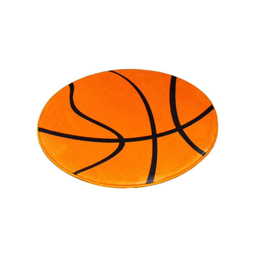 BESPORTBLE Round Carpet Basketball Pattern Floor Rug Decorative Area Mat Anti Slip Floor Pad Computer Chair Floor Mat Foot Carpet Cushion for Home Office Hotel