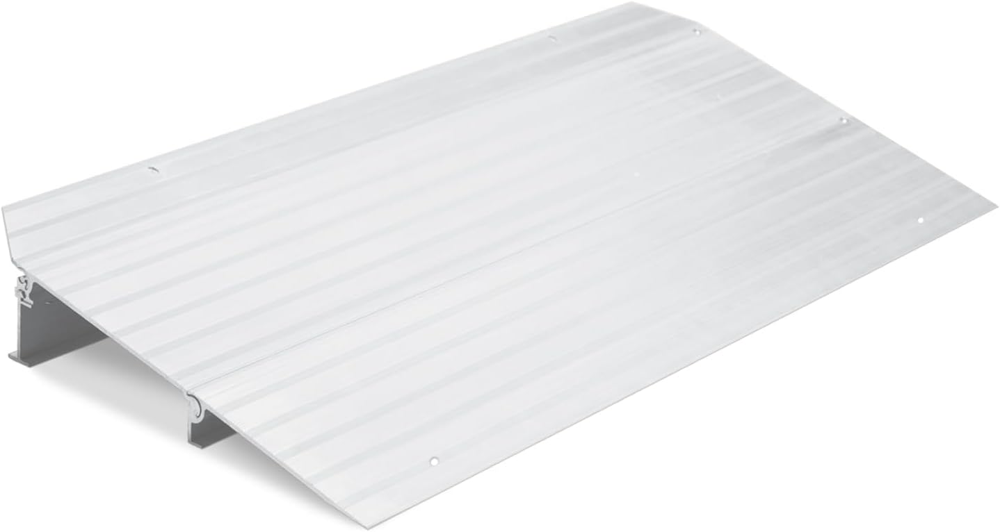 Threshold Ramp 2″ Rise Aluminum Adjustable Modular Non-Slip Portable Entry Ramp Transition Doorways Raised Landings for Wheelchairs, Scooters and Power Chairs 800 LBS Capacity