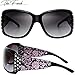The Fresh Trendy Classic Women Hot Fashion Rhinestones Sunglasses with Gift Box (L703-Crystal Black/Purple Floral, Grey Gradient)