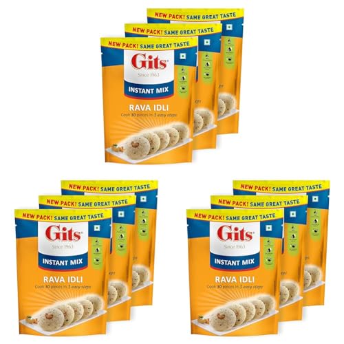 Image of Gits Instant Rava Idli Breakfast Mix 1500g (Pack of 9, 500g Each), Pure Veg
