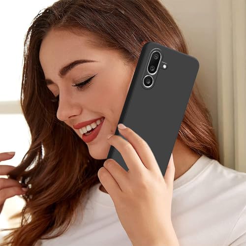 Image of amazon basics Back Cover for Samsung Galaxy M56 5G / Galaxy F56 5G | Ultra Slim Soft Rubberised Case | Matte Silicone Flexible Mobile Case | Camera Protection - Black