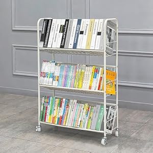 Gqqddd Rollender Bücherwagen Metallregal 3 Regalböden
