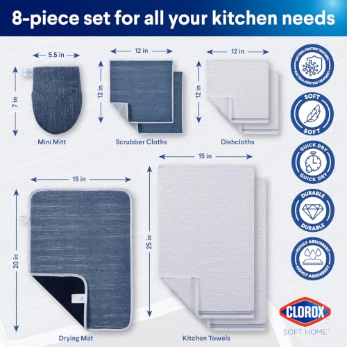 CLOROX set de cocina de alta calidad en algodón con tapete absorbente y guante 3