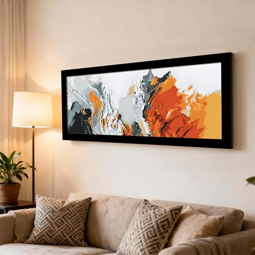 Image of PAINTINGMANTRA Multicolor Abstract Modern Wall Art Framed Luxury Paintings for Home Decoration, Living room, Bedroom and Office Decoration (99x38 CM)