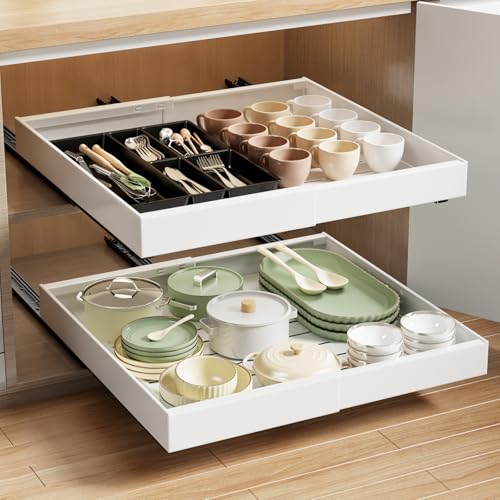 MUSTORN 2 Pack Pull Out Cabinet Organizer Expandable, 21