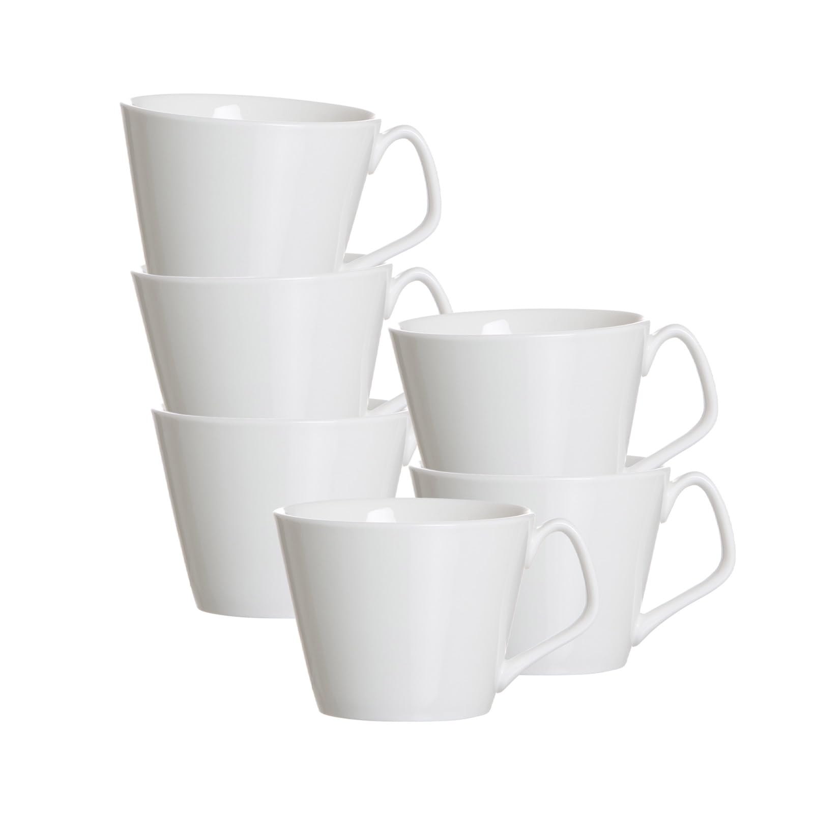 Ritzenhoff & Breker Arena Kaffeetassen 6er Set | 200 ml | Kaffeeobertassen mit kantiger Form | Porzellan | Spülmaschinen- & Mikrowellengeeignet | Weiß