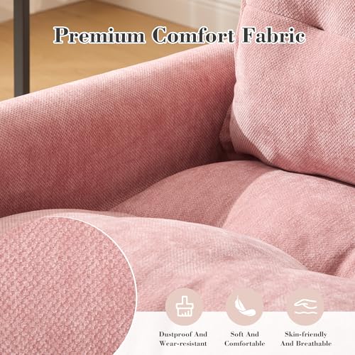 Sillón giratorio tapizado chenille rosa miniatura 3