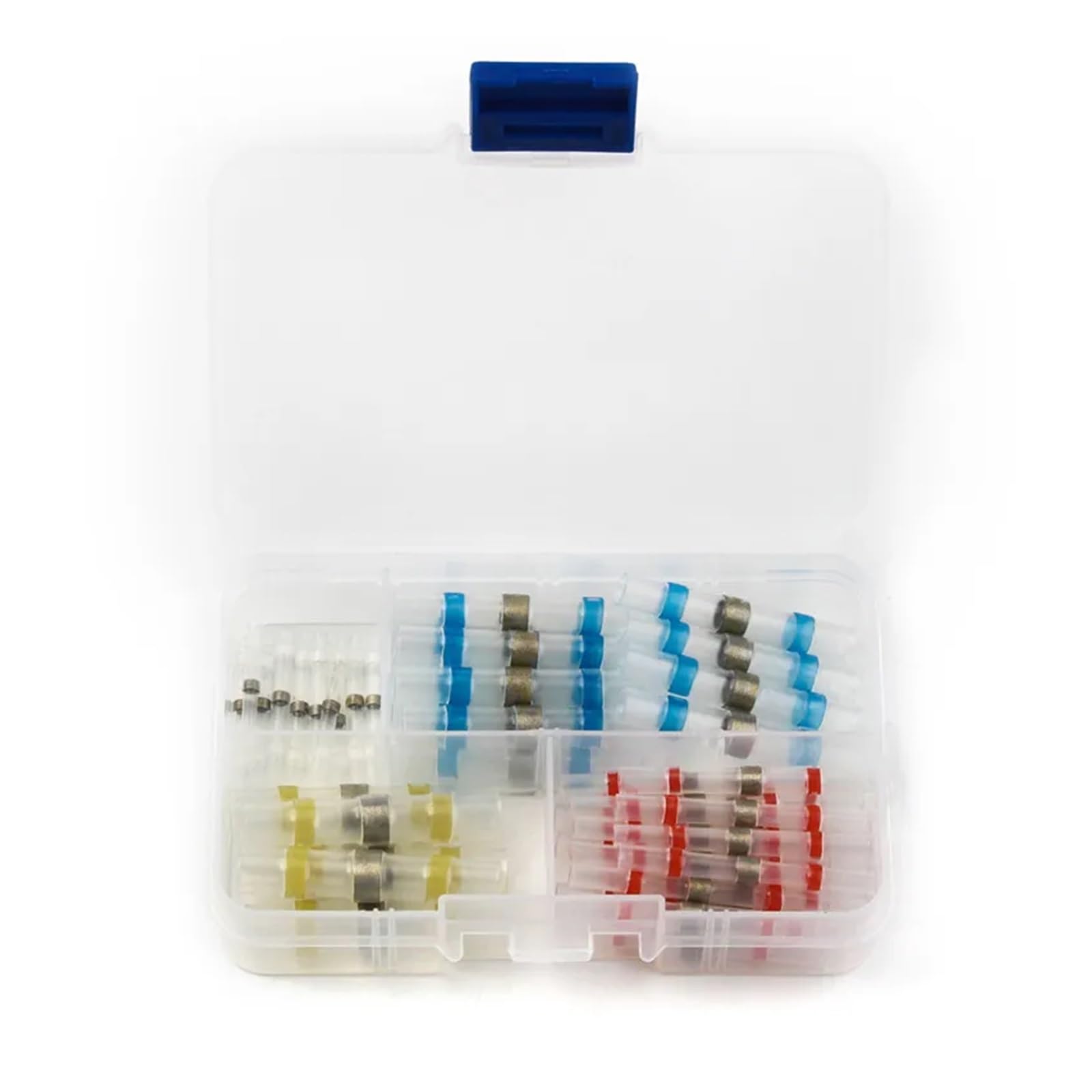 50 piezas/juego AWG 22-18 16-14 26-24 12-10 conectores de empalme a tope con manguito de soldadura termorretráctil, terminales de cable