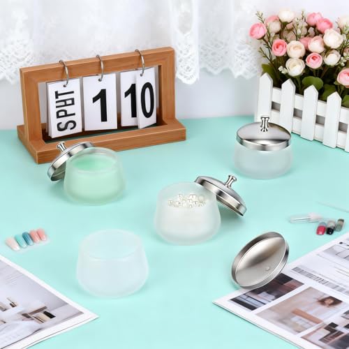 6 piezas platos de vidrio para monómero con tapa para uñas miniatura 5