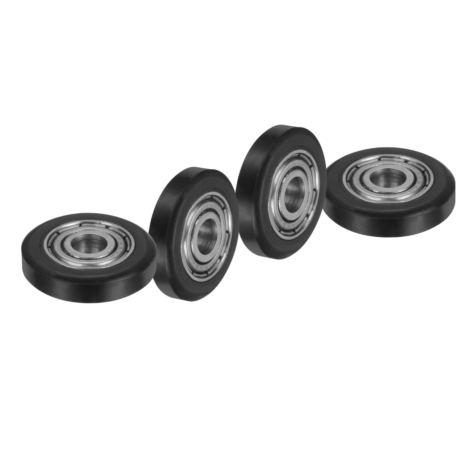 sourcing map 4Pcs Plastic Roller Wheel with Bearings, 5mm x 22mm x 5mm(ID.x OD.x L) Guiding Wheel Flat Belt Idler (Black)