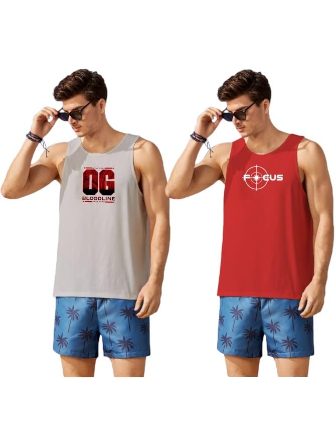 Mens Cotton Graphic Printed Round Neck Regular Fit Multicolour Vest (Pack of 2)-image-23