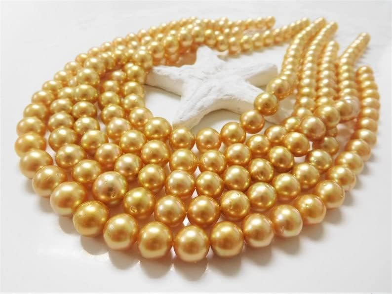 Miniatura 3 de Collar de perlas doradas tibetanas naturales, collar de boda, collar de perlas de concha, collar de perlas, joyería de boda, collar de dama de