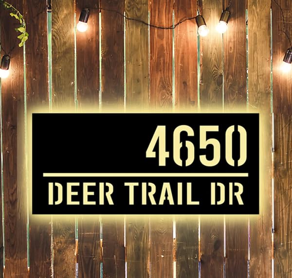 Image of Customized Stainless Steel LED Rectangle Name Plate With House Number for Home Entrance, Flat, House Doors, Stylish, Outdoor & Indoor, Waterproof (15 inch)