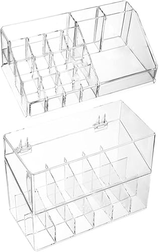 Miniatura 8 de Lápiz labial transparente organizador portátil y caja ligera para brochas de maquillaje, lápices labiales, esmalte de uñas