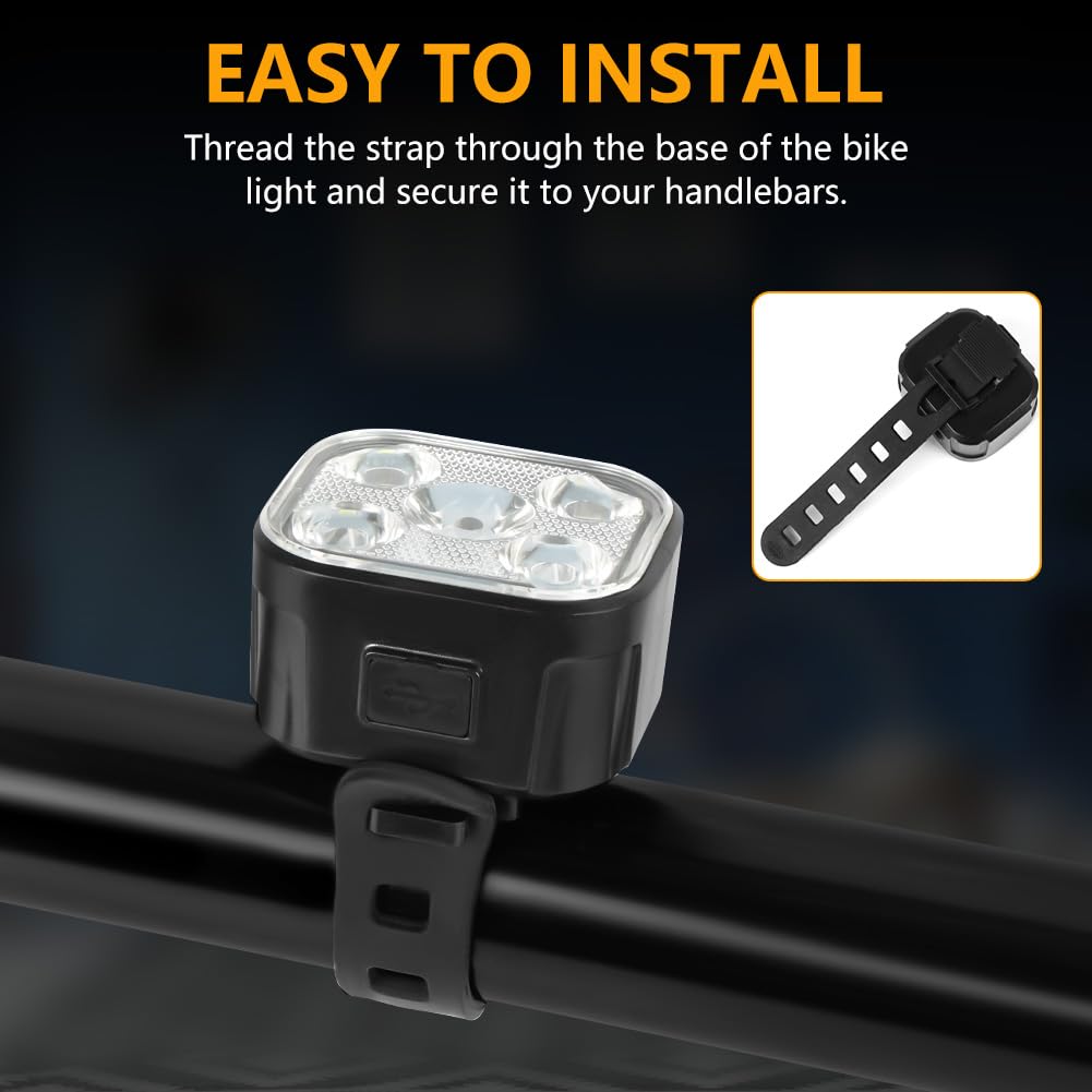 Luci Bici Kit, Impermeabili Luce Bici Anteriore e Posteriore, USB Ricaricabile Luci Bicicletta LED, Molteplici Modalità, Ultra Luminose Luce Bicicletta per Varie Bike da Strada e da Montagna