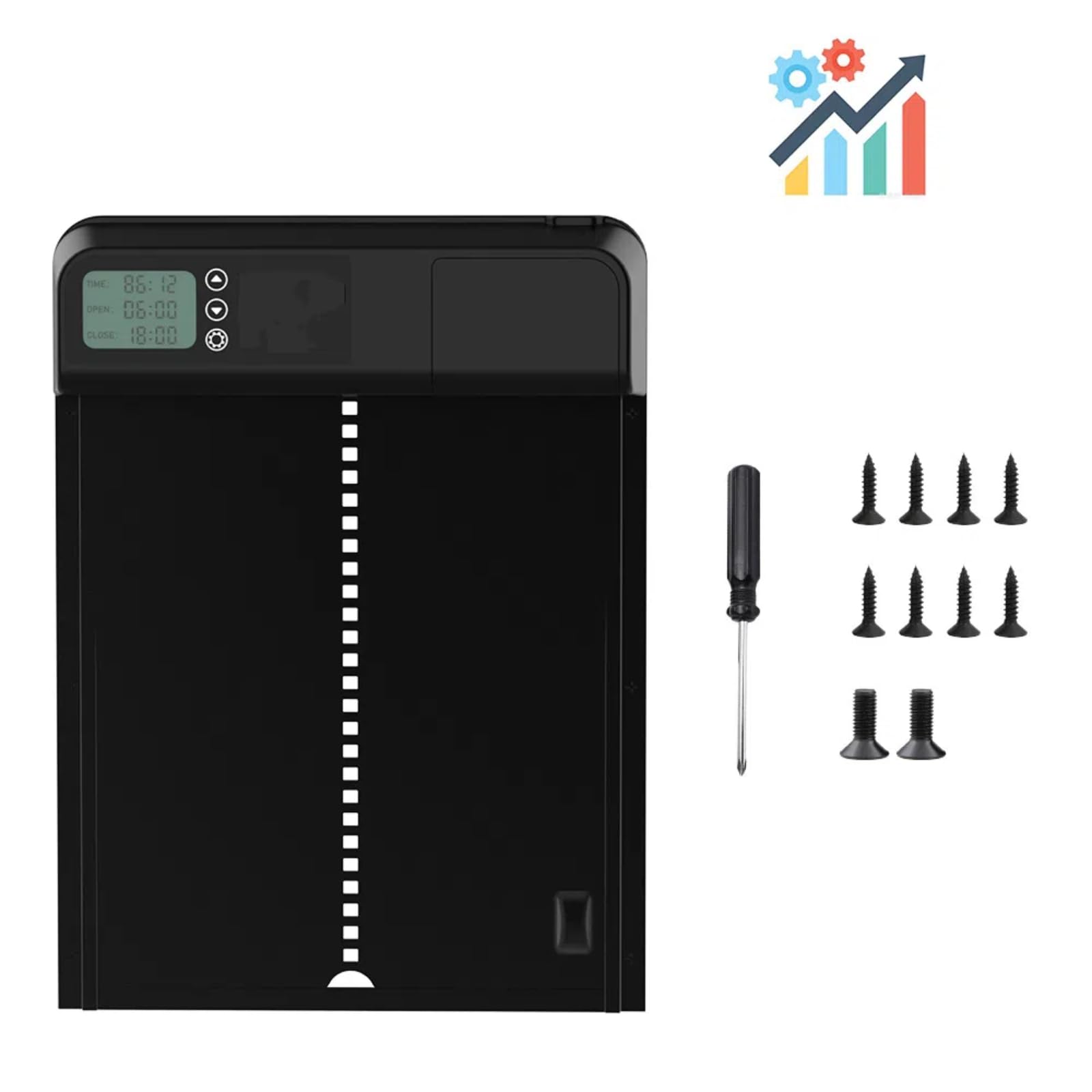 Porta automatica di pollaio con timer sera/mattina, porta pollaio automatico funzione antipizzico, porta pollaio elettrico, impermeabile alla pioggia e all'acqua, 32 cm x 24,4 cm,