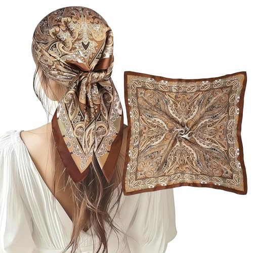 BelleVive Pañuelo de satén para damas, bandanas para el cabello, pañuelo de cuello de satén para damas, pañuelo para la cabeza, envoltura para el cabello, pañuelo para el