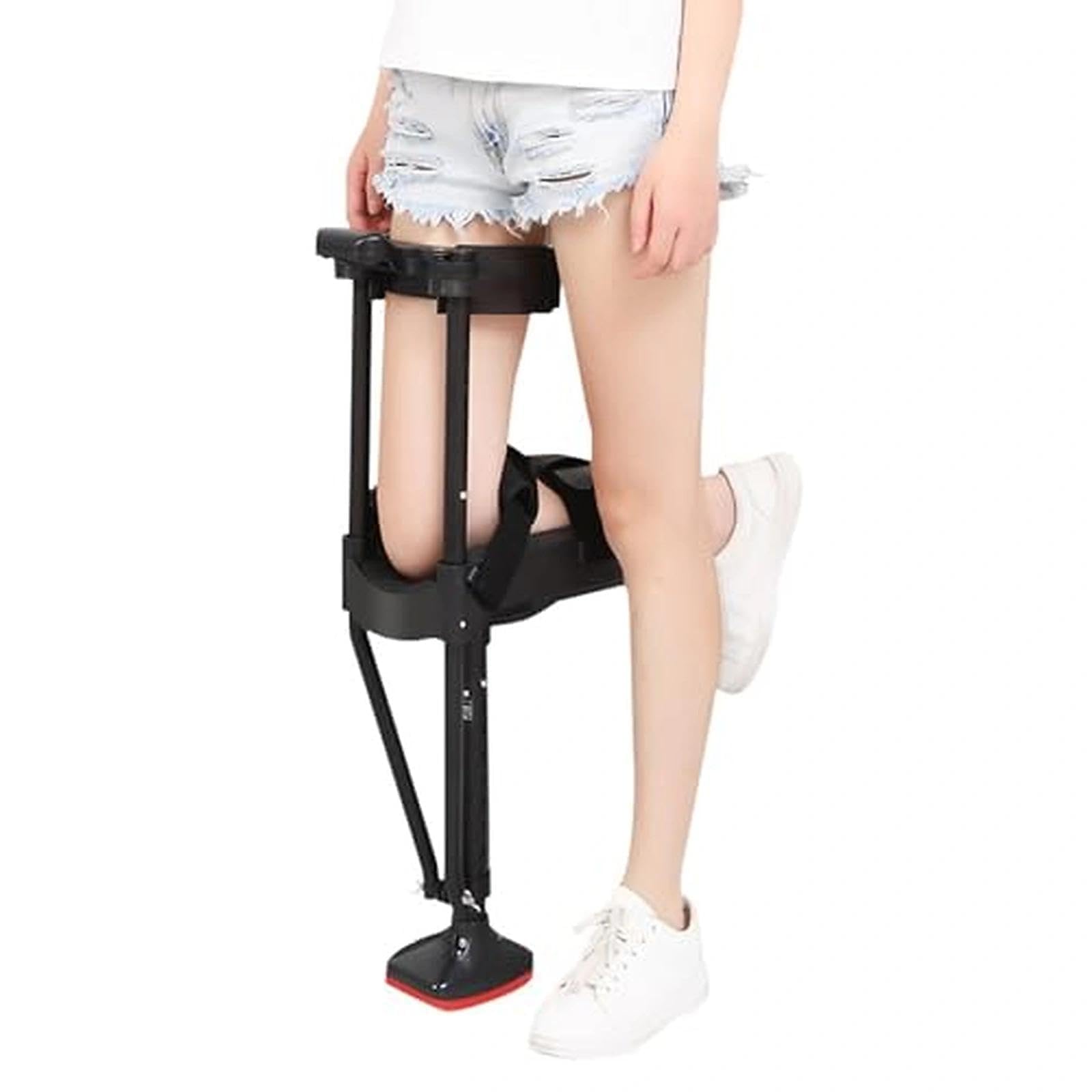 Béquille Mains Libres à Genou Marcheur Télescopique Réglable, Aide à la Mobilité Antidérapante pour Fracture Cheville Entorse Rééducation Post-Opératoire, Jambe Gauche et Droite