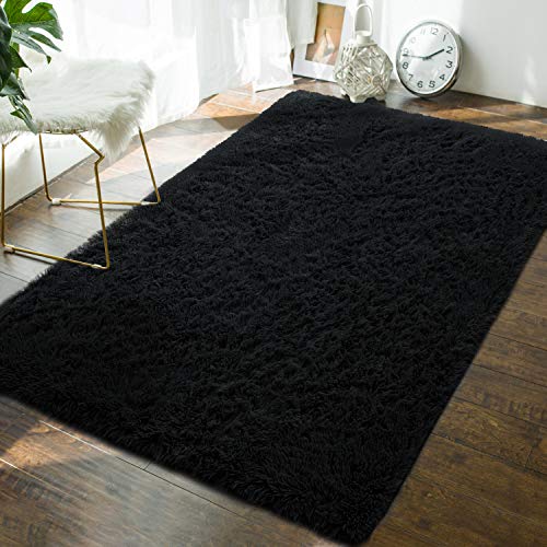 Andecor soft fluffy bedroom rugs - 4 x 5.9 feet indoor shaggy plu…