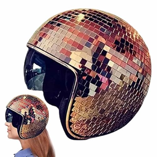 Casque À Balle Disco Avec Visière Rétractable, Casquette Disco Casque Di-sco Casques Miroir En Verre, Chapeau Di-sco Balle Pour Club De Dj Fêtes De Mariage En Scène, Coiffe Miroir Pailleté