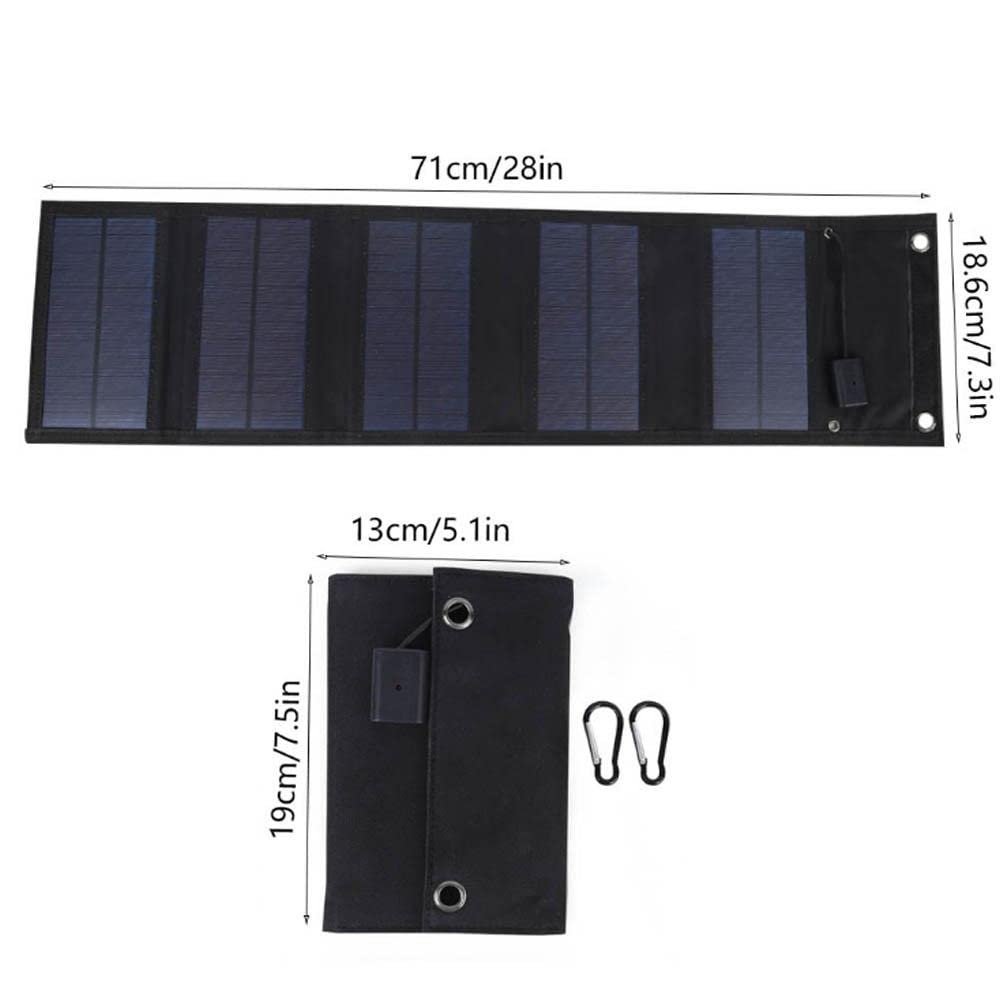 BuyWeek Pannello Solare 20W, Pannello Solare Portatile e Pieghevole Pannelli Solari Caricatore con Porte USB, Impermeabile IP65, per Escursioni, Campeggio Compatibile Telefono, Laptop, Tablet