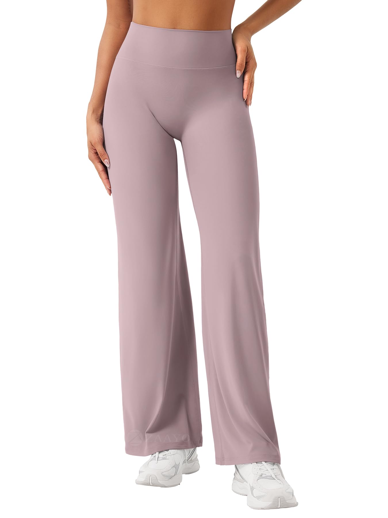 ZAAYO Nahtlose Straight Leggings Damen Flared Legging Yoga Hosen Gym Pant | Hohe Taille, Booty Lifting, Wide Leg, Butterweich, Schlaghose, Sport, Yoga Legging-Regular/Lang/Extra Lang