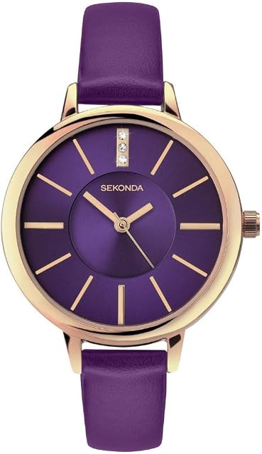 Sekonda Editions Purple Dial Rose Gold Case Purple Strap Ladies Watch 2497