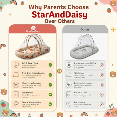 Image of StarAndDaisy 3 in 1 Baby Mosquito net /Nest for Sleeping - Mosquito net for Newborn Baby /Toddler -Soft & Comfortable Bed, Washable Design for 0-12 Months Baby.