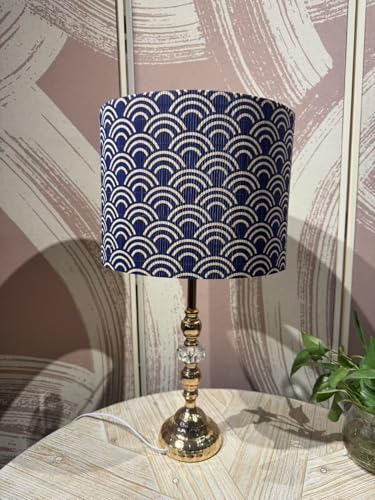 Image of Rustic lamp shade Art decorative Blue Wave Minimalist 11.8x9Inch | Classic Easy Matching,Unique bamboo material,Ideal for Table and Floor Lamps,Effortless Installation