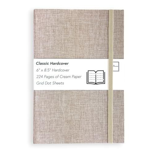 Portage Grid Dot Paper Hardcover Aesthetic Notebook Writing Journal – Bleed-Proof Paper Notepad for Journaling, High GSM, A5 Notebook, Cream Pages - Oatmeal, 6 x 8.5 Inches, 224 Pages
