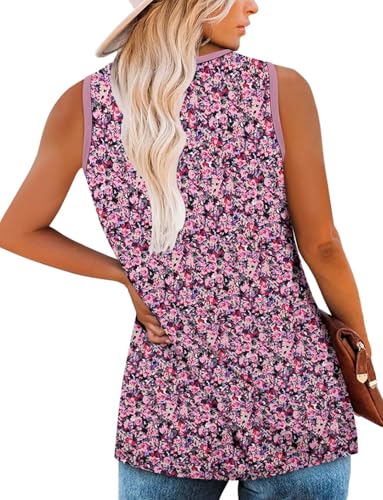 KISSMODA Womens Flora Print Tank Tops Ribbed Summer Shirt Sleeveless Summer Casual Women Blouses(S-3XL)
