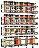Especieros Para Cocina, 4 Piezas Organizador Cocina, Organizador Especias Cocina sin Taladrar, Metálica Especiero Negro Para Cocina Armarios y Baño