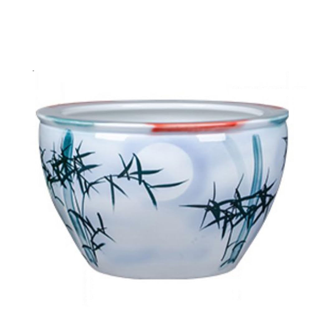 Aquarium Peint à la Main en céramique Cour extérieure Jardin Aquarium Balcon nénuphar Lotus réservoir décoration intérieure Ornements Petit Aquarium (Size : 52cm)