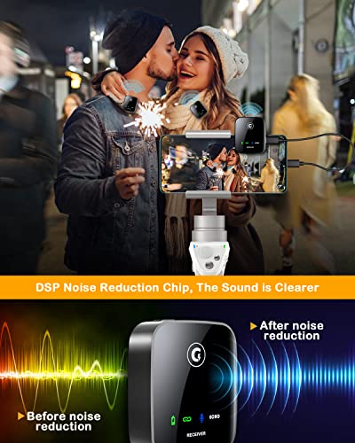 Image of GRENARO Wireless Microphone with Noise Cancellation, Wireless Mic for for Youtubers, 165ft Transmission, System Compatible with DSLR Cameras /iPhone /Android /Live Streaming(S9)