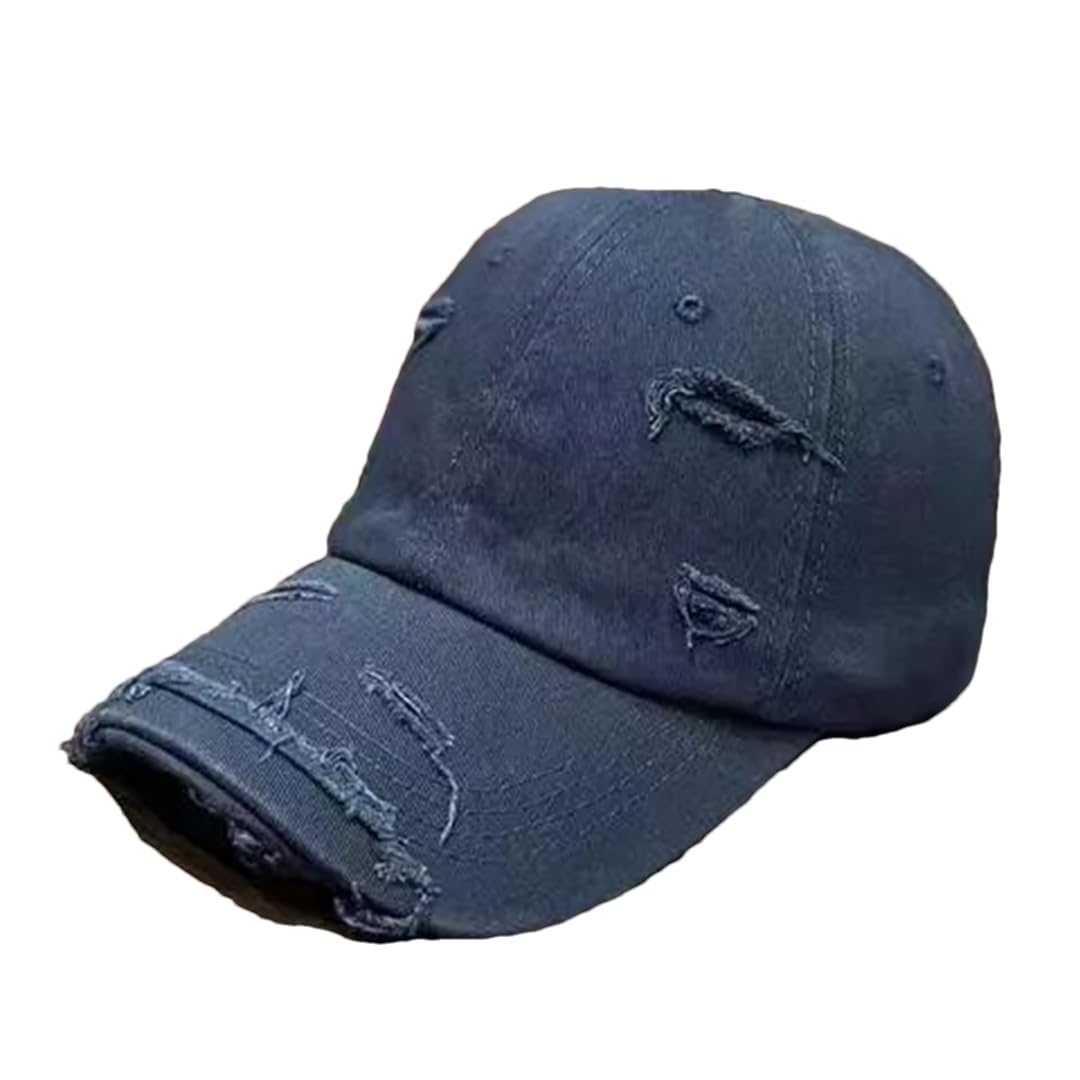 Cappello da baseball da donna, stile casual, retrò, regolabile, stile hip-hop, in denim, tinta unita