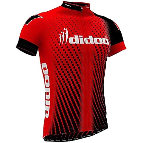 Didoo Cycling Jersey for Men Short Sleeve Tops Lightweight Breathable Quick Dry Summer Warm MTB Mountain Bicycle Bike Racing Half Sleeve T-Shirt (Red, S) Cover