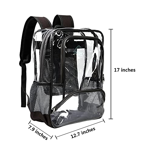 Clear Big Large PVC Laptop Transparent Backpack Heavy Duty Bookbag See Through Backpacks for Work Stadium Sporting (Black)2