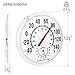 Circrane 13.25 Inch Round Thermometer with Hygrometer, Large Indoor Wall Patio Bimetal Weather Thermometer, No Battery Required, White