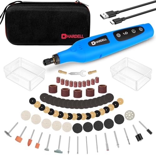 HARDELL Cordless Rotary Tool Kit 4V, 18000 RPM 6-Speed with Powerful Motor, Rotary Tool Kit with 80pcs Accessories, 2000mAh Battery for Sanding, Engraving, Grinding, Polishing, DIY