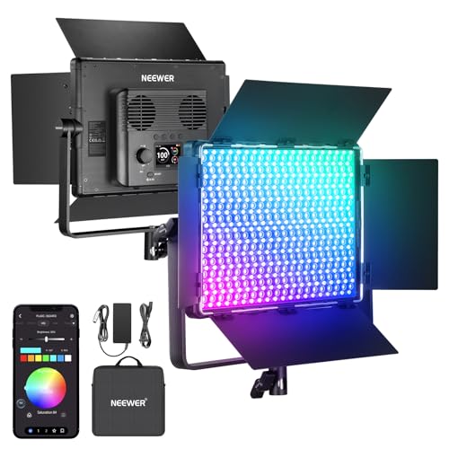 NEEWER PL60C RGB LEDrfICg 60W BeCg APP/2.4G/DMX Px 23000Lux/0.5m 2500K-10000K \ F CRI 96+ RGBCW tJ[plCg 18V[ V