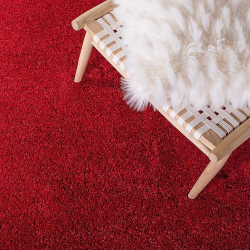 Image of Ultra-Soft Shaggy Carpet (4 X 6 FEET, Red) Fluffy, Cozy & Durable Area Rug for Living Room, Bedroom & More ? Premium Modern Design