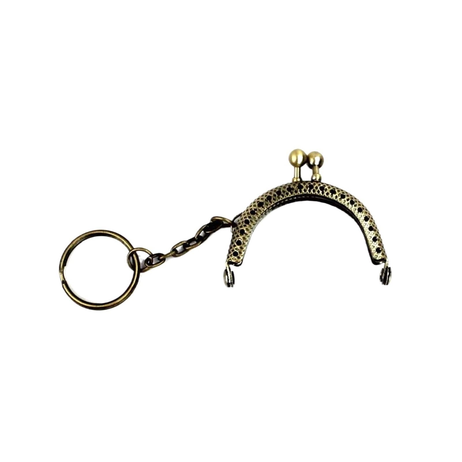 PVUVTNAHW 20Pcs/Lot 5cm Golden/Bronze/Silver/GunBlack Half Round Metal Purse Frame Kiss Clasp Lock With Key Ring(Antique bronze)